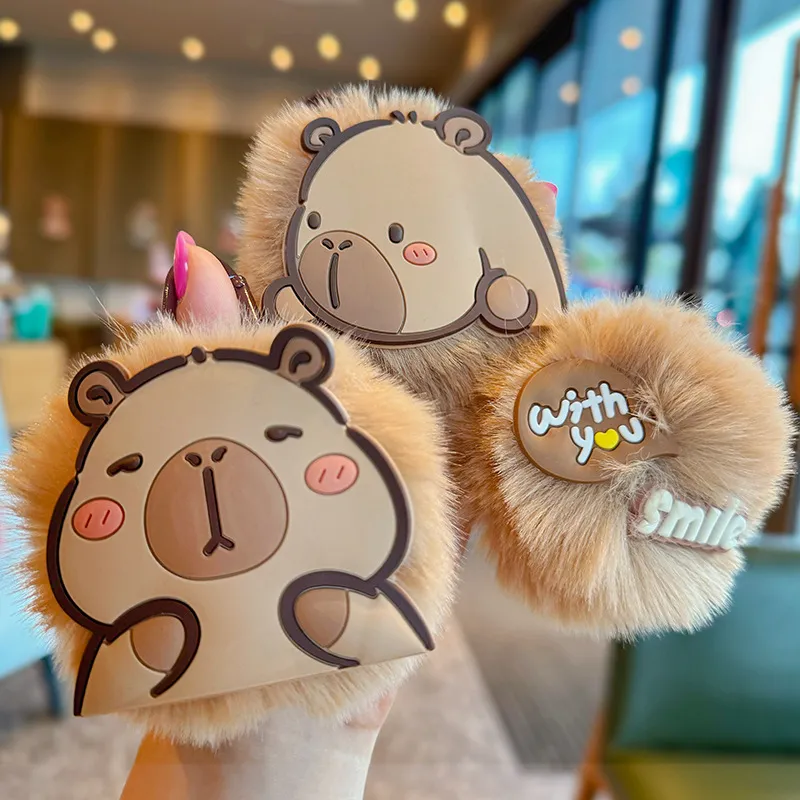 Cute Capybara Plush Ball Keychain – Soft 3D Water Pig Bag Charm, Adorable Cartoon Animal Key Ring Pendant for Backpacks, Totes, and Purses